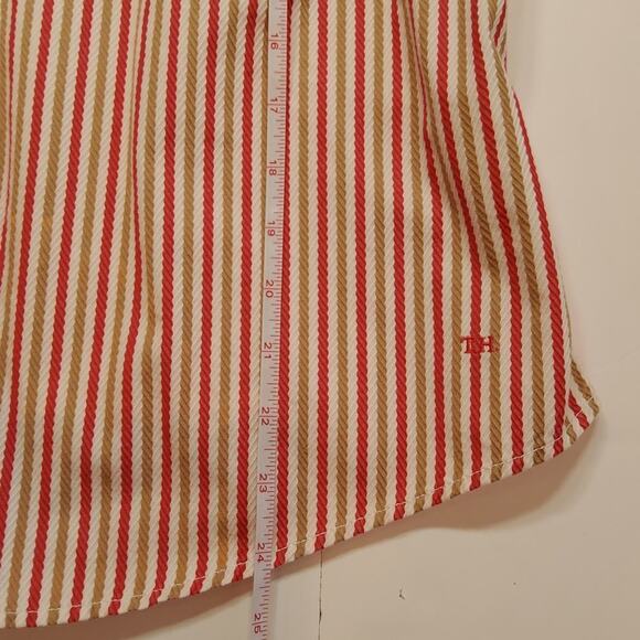 Tommy Hilfiger Women's Long Sleeve Blouse Size XL Melon, tan & white - Picture 9 of 10